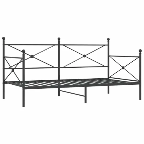 Dnevni krevet bez madraca crni 100x190 cm čelik - Crna 100 x 190 cm bez madraca na kotačićima Cijena