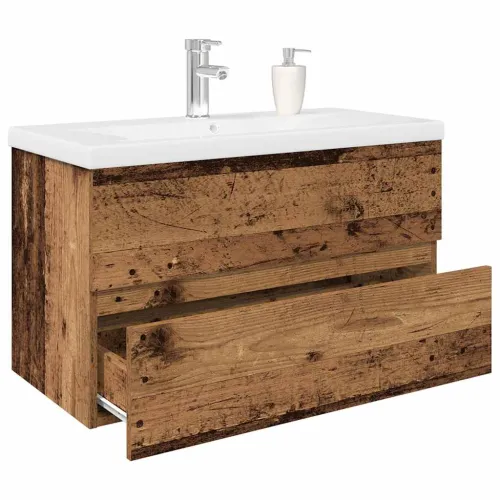 Ormarić za sudoper ugradbenim Lavabo - Umivaonikom i slavinom Staro drvo - Staro drvo 80 x 38.5 x 45 cm sa slavinom i odvodom Cijena