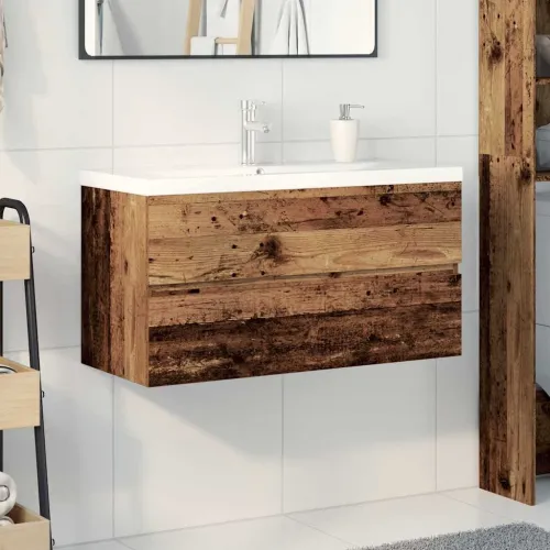 Ormarić za sudoper ugradbenim Lavabo - Umivaonikom i slavinom Staro drvo - Staro drvo 90 x 38.5 x 45 cm sa slavinom i odvodom Cijena
