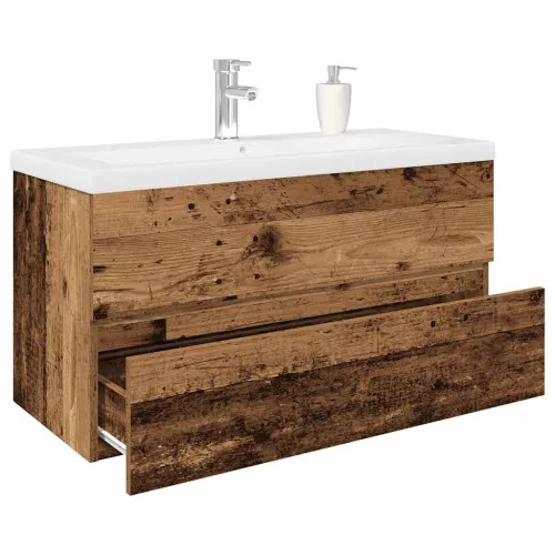 Ormarić za sudoper ugradbenim Lavabo - Umivaonikom i slavinom Staro drvo - Staro drvo 90 x 38.5 x 45 cm 1 sa slavinom i odvodom Cijena