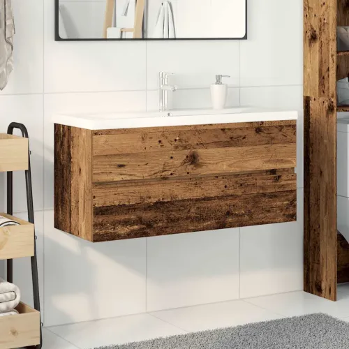 Ormarić za sudoper ugradbenim Lavabo - Umivaonikom i slavinom Staro drvo - Staro drvo 100 x 38.5 x 45 cm sa slavinom i odvodom Cijena