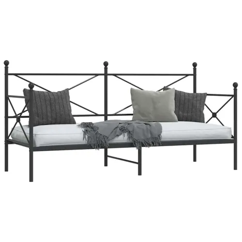 Dnevni krevet bez madraca crni 90x200 cm čelik - Crna 90 x 200 cm bez madraca na kotačićima Cijena