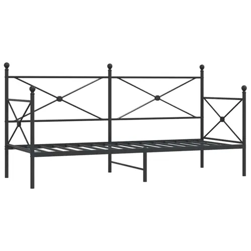 Dnevni krevet bez madraca crni 90x200 cm čelik - Crna 90 x 200 cm bez madraca na kotačićima Cijena