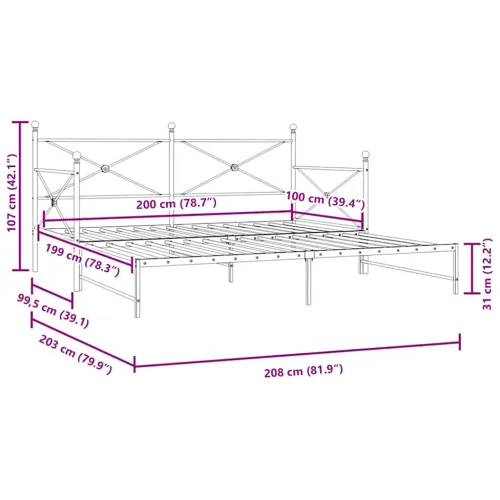 Krevet na rasklapanje bez madraca crni 100x200 cm čelik - Crna 100 x 200 cm s krevetom na izvlačenje Cijena