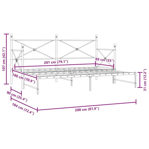 Krevet na rasklapanje bez madraca bijeli 90x200 cm čelik - Bijela 90 x 200 cm s krevetom na izvlačenje Cijena
