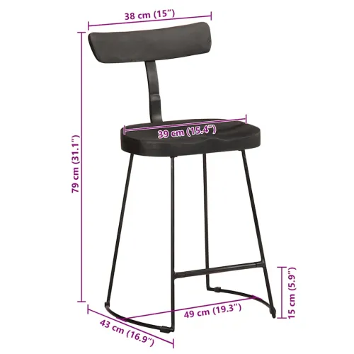 Barski stolci 2 kom crni 49x43x79 cm masivnog drva manga - Crna 49 x 43 x 79 cm masivno drvo manga Cijena