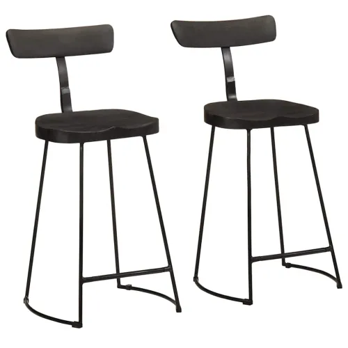 Barski stolci 2 kom crni 49x43x88 cm masivnog drva manga - Crna 49 x 43 x 88 cm masivno drvo manga Cijena