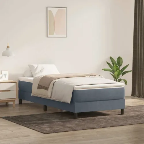 Box Spring krevet bez madracem tamno sivi 100x220 cm baršun - Tamno siva 25 cm 100 x 220 cm Cijena