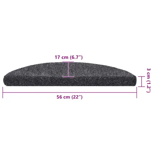 Prostirke za stepenice, samoljepljive, 30 kom, 56x17x3 cm, tamno sive, poluokrugle - Tamno siva 56 x 17 x 3 cm 30 Cijena