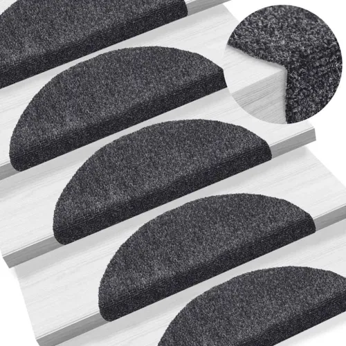 Prostirke za stepenice, samoljepljive, 30 kom, 56x17x3 cm, tamno sive, poluokrugle - Tamno siva 56 x 17 x 3 cm 30 Cijena