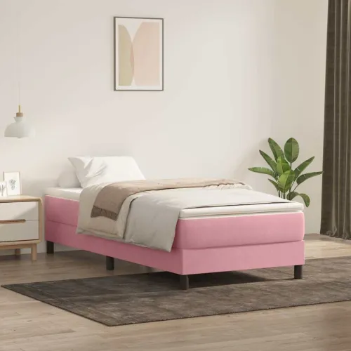 Box Spring krevet bez madracem ružičasti 100x220 cm baršun - Ružičasta 25 cm 100 x 220 cm Cijena