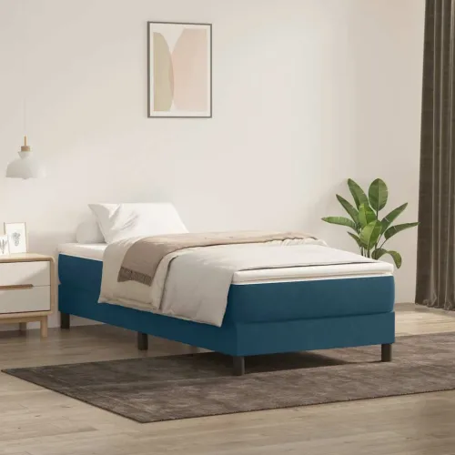 Box Spring krevet bez madracem tamnoplavi 100x220 cm baršun - Tamno plava 25 cm 100 x 220 cm Cijena