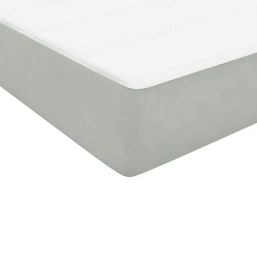 Box Spring krevet s madracem svijetlo sivi 80x220 cm samt - Svjetlosiva 80 x 220 cm Dizajn s gumbima Svjetlosiva Cijena