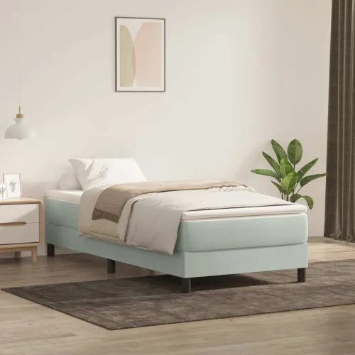 Box Spring krevet bez madracem svijetlo sivi 100x220 cm baršun - Svjetlosiva 25 cm 100 x 220 cm Cijena