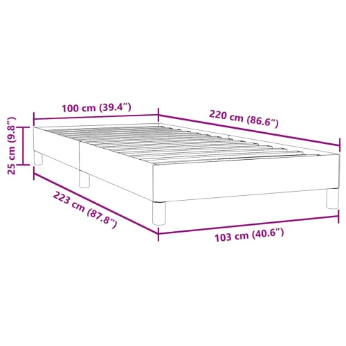 Box Spring krevet bez madracem crni 100x220 cm samt - Crna 25 cm 100 x 220 cm Cijena