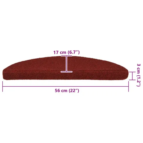Prostirke za stepenice, samoljepljive, 30 kom, 56x17x3 cm, bordo crvene, poluokrugle - Bordo crvena 56 x 17 x 3 cm 30 Cijena