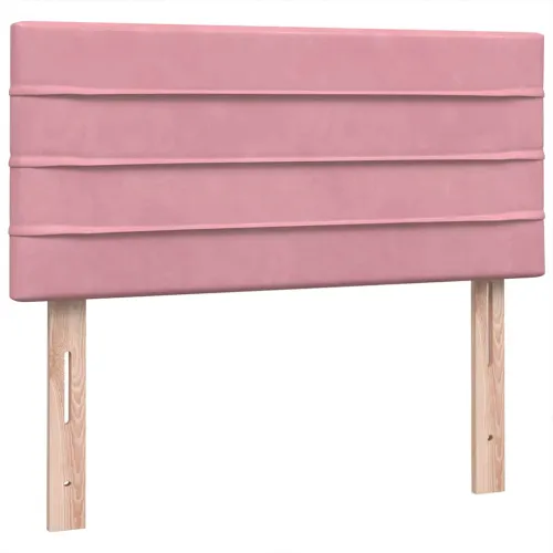 Box Spring krevet s madracem i LED ružičasti 90x210 cm samt - Ružičasta 90 x 210 cm vodoravne pruge Ružičasta Cijena