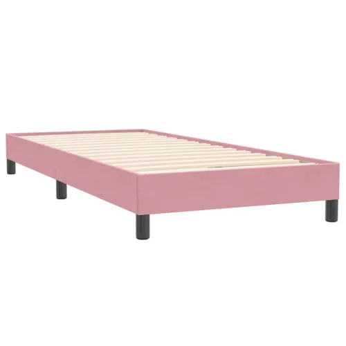 Box spring krevet s madracem ružičasti 80 x 220 cm baršunasti - Ružičasta 80 x 220 cm Blok s kvadratima Ružičasta Cijena