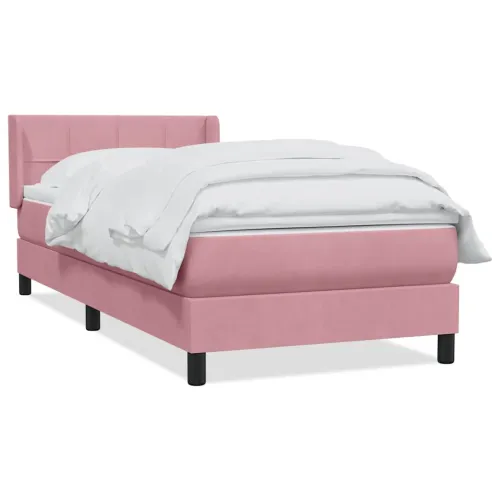 Box spring krevet s madracem ružičasti 80 x 220 cm baršunasti - Ružičasta 80 x 220 cm Blok s kvadratima Ružičasta Cijena