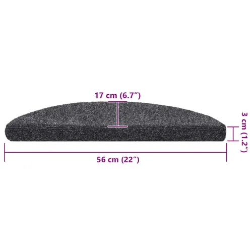 Prostirke za stepenice, samoljepljive, 20 kom. 56x17x3 cm, tamno sive, poluokrugle - Tamno siva 56 x 17 x 3 cm 20 Cijena