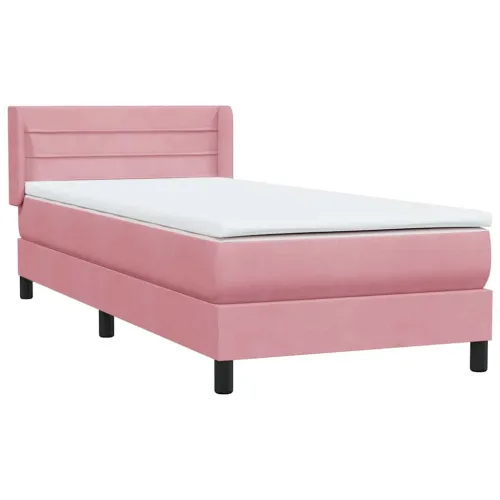 Box Spring krevet s madracem ružičasti 90x210 cm samt - Ružičasta 90 x 210 cm vodoravne pruge Ružičasta Cijena