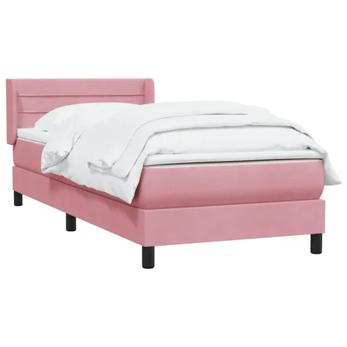 Box Spring krevet s madracem ružičasti 90x210 cm samt - Ružičasta 90 x 210 cm vodoravne pruge Ružičasta Cijena
