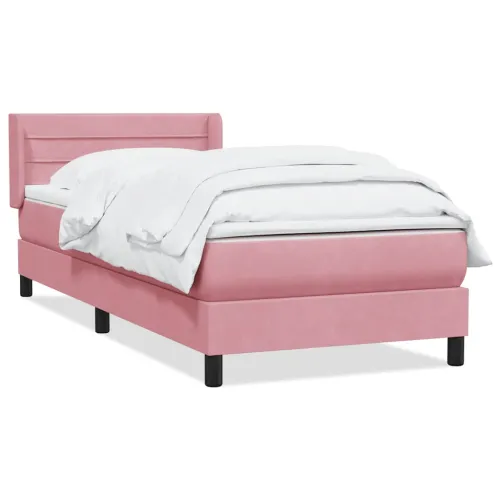 Box Spring krevet s madracem ružičasti 90x210 cm samt - Ružičasta 90 x 210 cm vodoravne pruge Ružičasta Cijena
