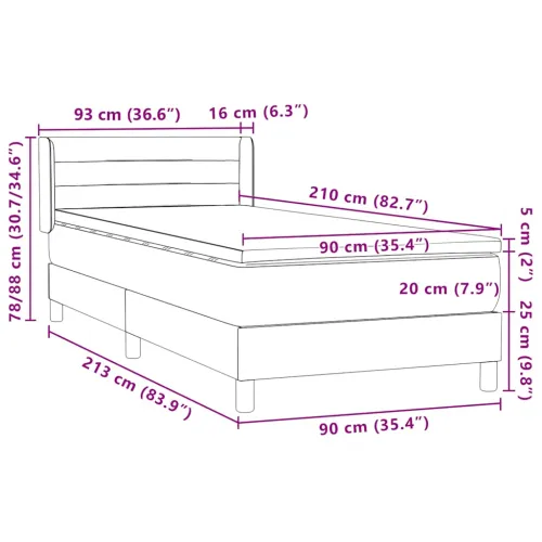 Box Spring krevet s madracem ružičasti 90x210 cm samt - Ružičasta 90 x 210 cm vodoravne pruge Ružičasta Cijena