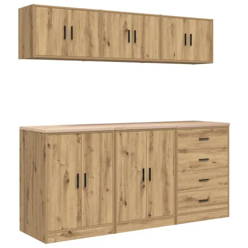 Garažni ormarići 6 kom boja hrasta artisan konstruirano drvo - artisian oak 1 s vratima Cijena