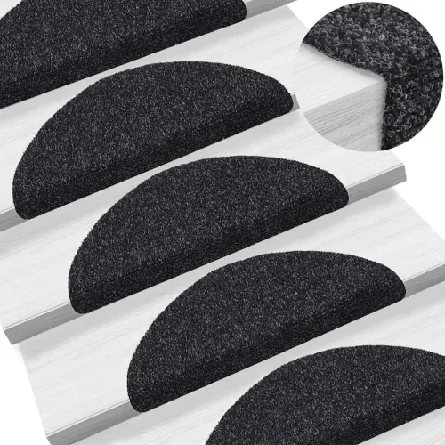 Prostirke za stepenice, samoljepljive, 20 kom, 56x17x3 cm, crne, poluokrugle - Crna 56 x 17 x 3 cm 20 Cijena