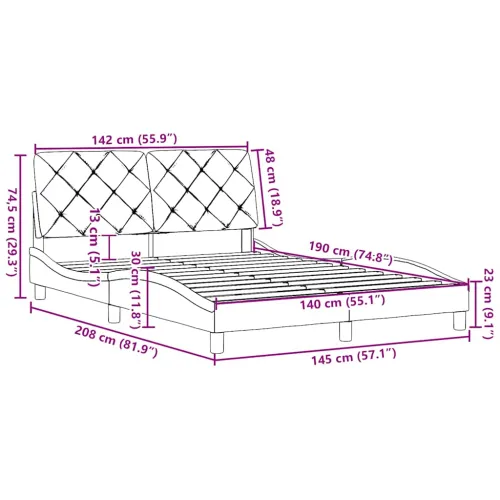 Okvir za krevet bez madraca tamnosivi 140 x 190 cm od tkanine - Tamno siva 140 x 190 cm Cijena