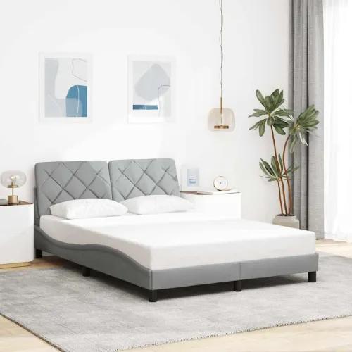 Okvir za krevet bez madraca svjetlosivi 140 x 190 cm od tkanine - Svjetlosiva 140 x 190 cm Cijena