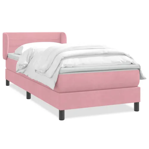 Box Spring krevet s madracem ružičasti 90x210 cm samt - Ružičasta 90 x 210 cm vodoravne pruge Ružičasta Cijena