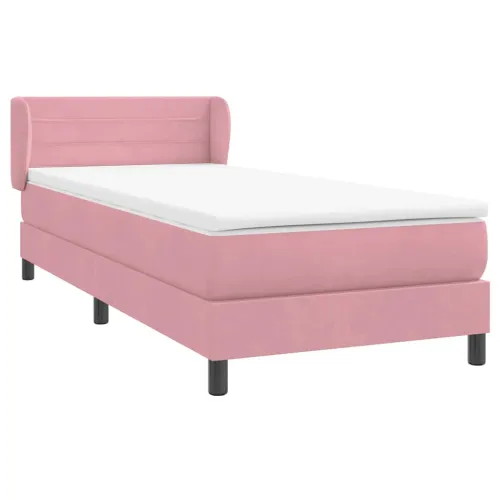 Box Spring krevet s madracem ružičasti 90x210 cm samt - Ružičasta 90 x 210 cm vodoravne pruge Ružičasta Cijena