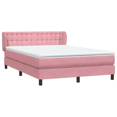 Box Spring krevet s madracem ružičasti 140x220 cm baršun - Ružičasta 140 x 220 cm gumbi Ružičasta Cijena