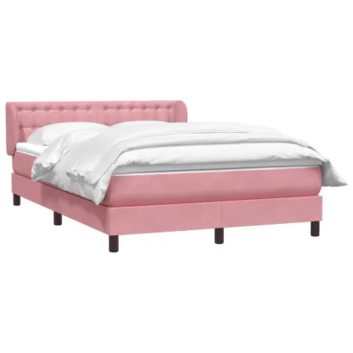 Box Spring krevet s madracem ružičasti 140x220 cm baršun - Ružičasta 140 x 220 cm gumbi Ružičasta Cijena