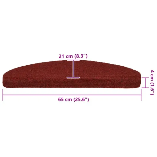 Prostirke za stepenice, samoljepljive, 20 kom, 65x21x4 cm, bordo crvene, poluokrugle, velike - Bordo crvena 65 x 21 x 4 cm 20 Cijena
