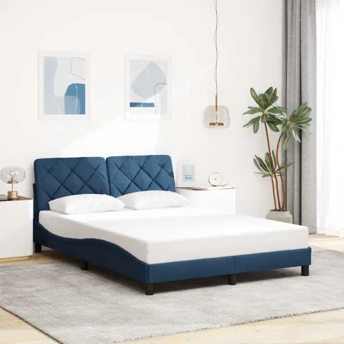 Okvir kreveta s LED-om bez madraca plavi 140 x 200 cm tkanine - Plava 140 x 200 cm Cijena