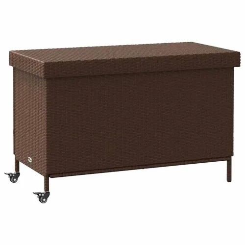 Vrtna kutija za pohranu s kotačima smeđa 110x55x73 cm poliratan - Smeđa 110 x 55 x 73 cm Smeđa 110 x 55 x 73 cm Cijena