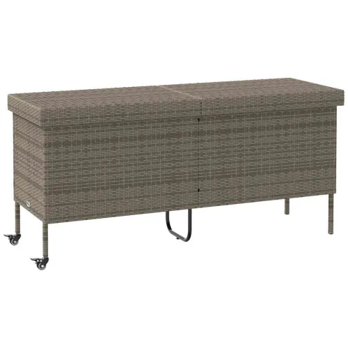 Vrtna kutija za pohranu s kotačima siva 160x55x75 cm poliratan - Siva 160 x 55 x 75 cm Siva 160 x 55 x 75 cm Cijena