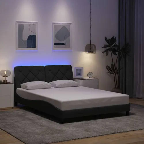 Okvir kreveta s LED-om bez madraca 140 x 200 cm od tkanine - Tamno siva 140 x 200 cm Cijena