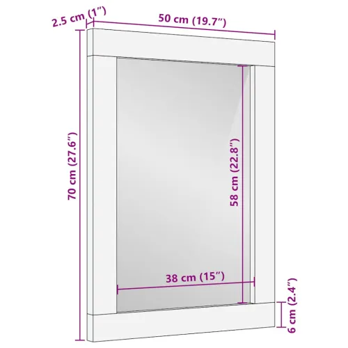 Ogledalo za kupaonicu 50x2,5x70 cm Puno drvo Mango Cijena