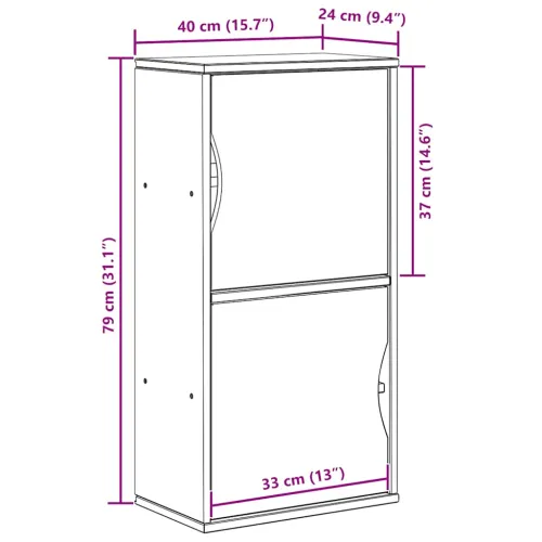 Bočni ormarić ODDA bijeli 40x24x79 cm puno drvo bor - Bijela 1 S 2 vrata Bijela Cijena