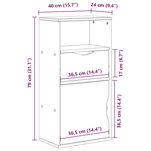 Bočni ormarić s ladicom ODDA 40x24x79 cm puno drvo bor - Prirodna 1 s 1 ladicom i 1 vratima Prirodna Cijena