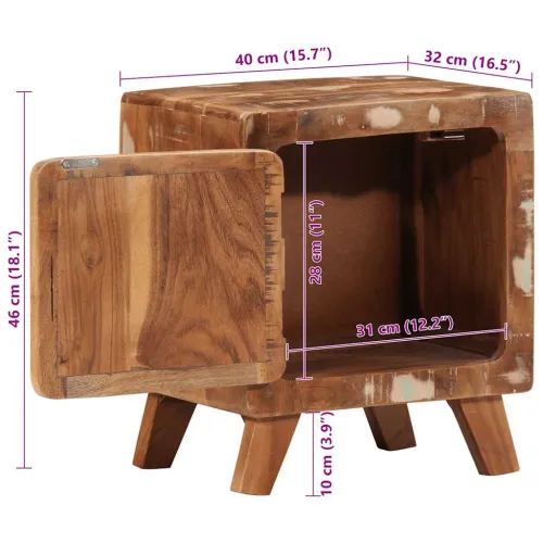 Noćni ormarić 40x32x46 cm Obrađeno puno drvo - Smeđa 1 masivno obnovljeno drvo Cijena