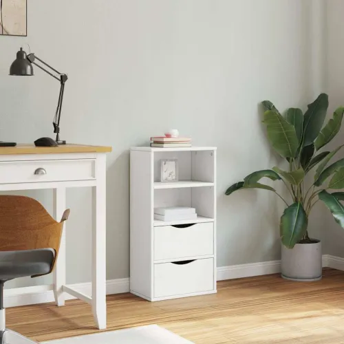 Bočni ormarić s ladicama ODDA bijeli 40x24x79 cm puno drvo bor - Bijela 1 s 2 ladice Bijela Cijena