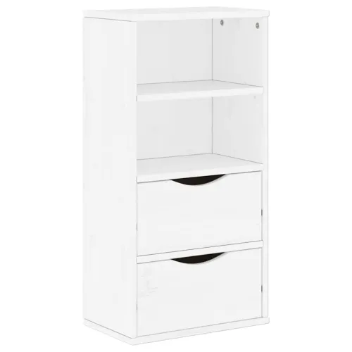 Bočni ormarić s ladicama ODDA bijeli 40x24x79 cm puno drvo bor - Bijela 1 s 2 ladice Bijela Cijena