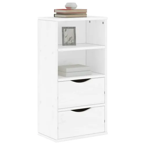 Bočni ormarić s ladicama ODDA bijeli 40x24x79 cm puno drvo bor - Bijela 1 s 2 ladice Bijela Cijena