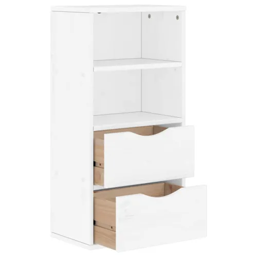 Bočni ormarić s ladicama ODDA bijeli 40x24x79 cm puno drvo bor - Bijela 1 s 2 ladice Bijela Cijena