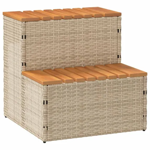 Stepenica za hidromasažnu kadu bež poliratan i puna bagrem - Bež 50 x 50 x 50.5 cm Cijena